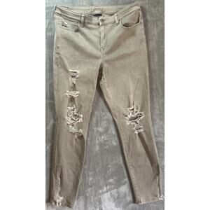 American Eagle Pants Womens 16 Next Level Stretch Beige Distressed Casual Retro
